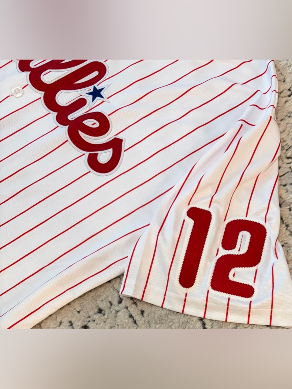 Nike Authentic Philadelphia Phillies Kyle Schwarber #12 MLB Jersey Men’s Size: L - Picture 7 of 9